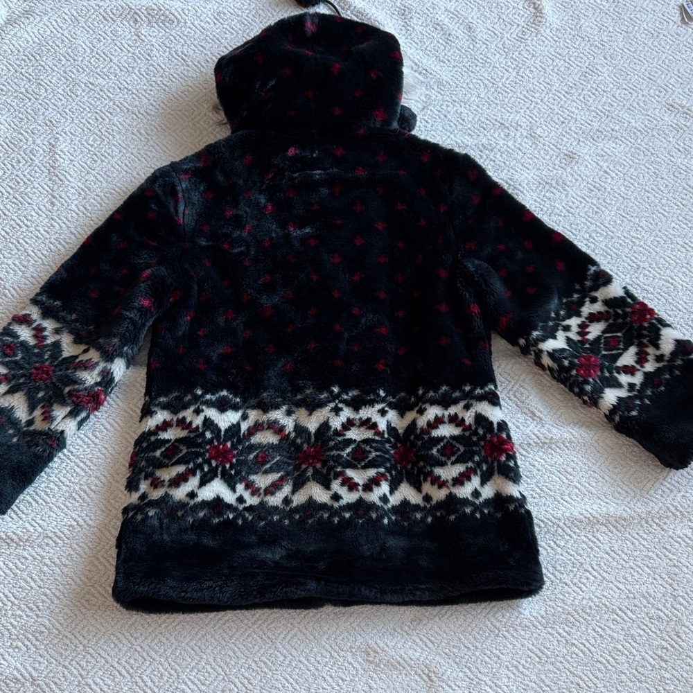 Black Mountain Cozy Black and Red Faux Fur Hooded Puffer Jacket Sz S - Picture 10 of 11